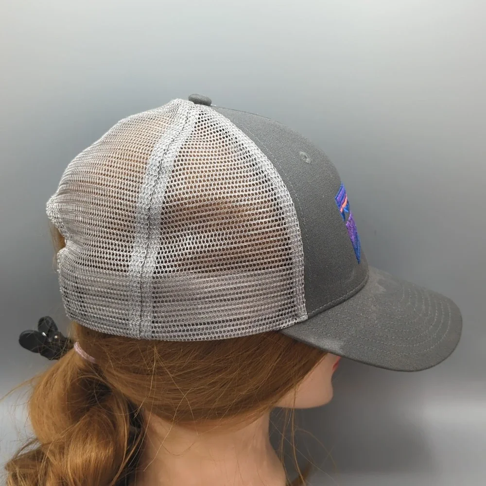 Patagonia Fitz Roy Horizon Trucker Hat Gray Purple Snapback Cap Mesh Unisex